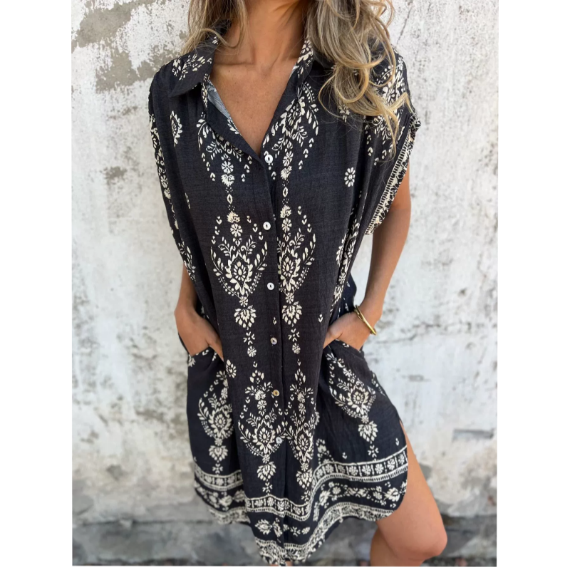 Isabelle™ | Vintage Print Shirt Dress