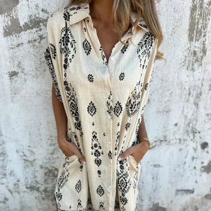 Isabelle™ | Vintage Print Shirt Dress