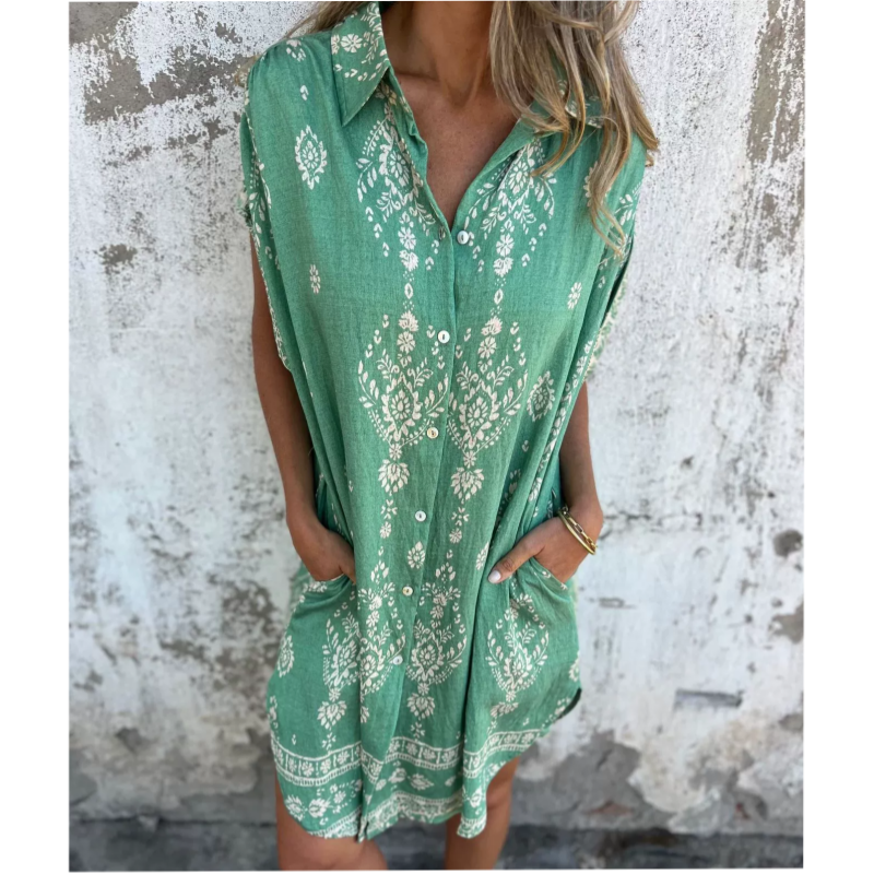 Isabelle™ | Vintage Print Shirt Dress
