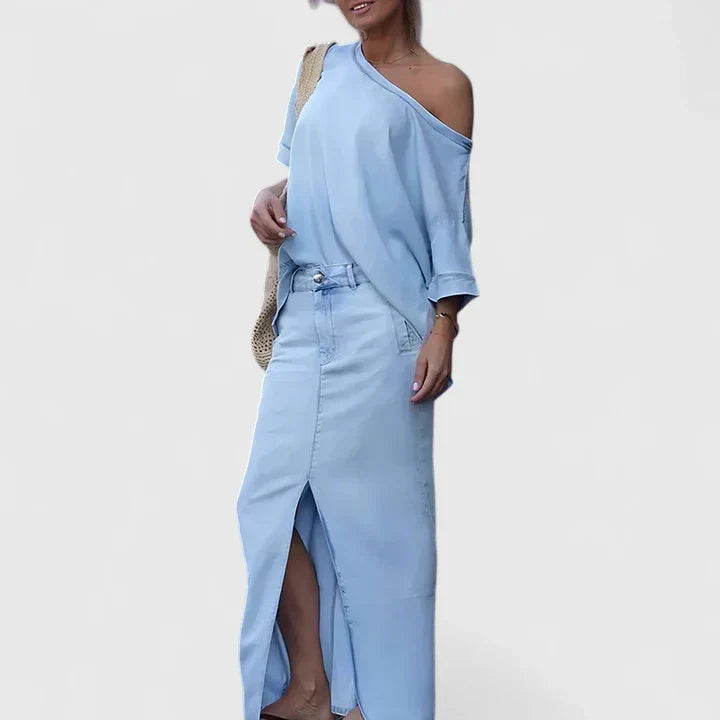 Alyssa™ | Asymmetric Two-Piece Skirt Set