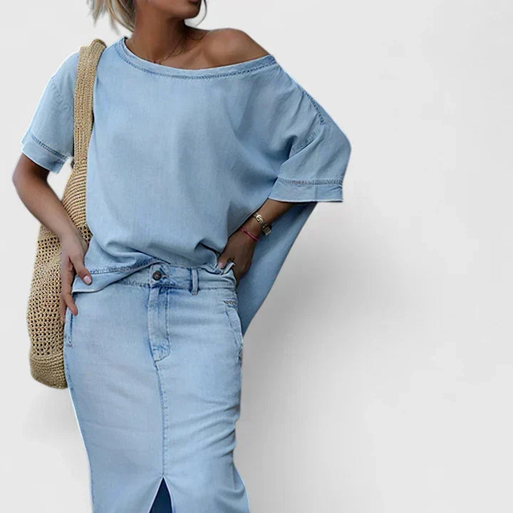 Alyssa™ | Asymmetric Two-Piece Skirt Set