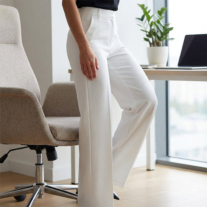 Terri High-Waisted Wide-Leg Trousers in White