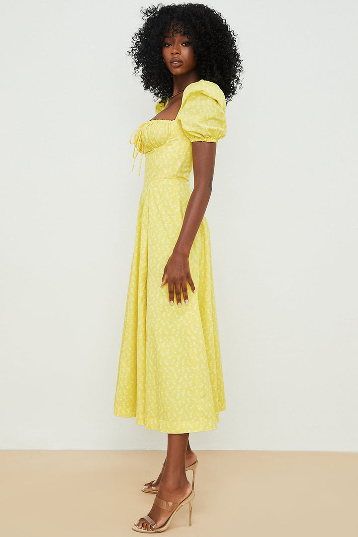 Ellen™ | Puff Sleeve Floral Midi Dress