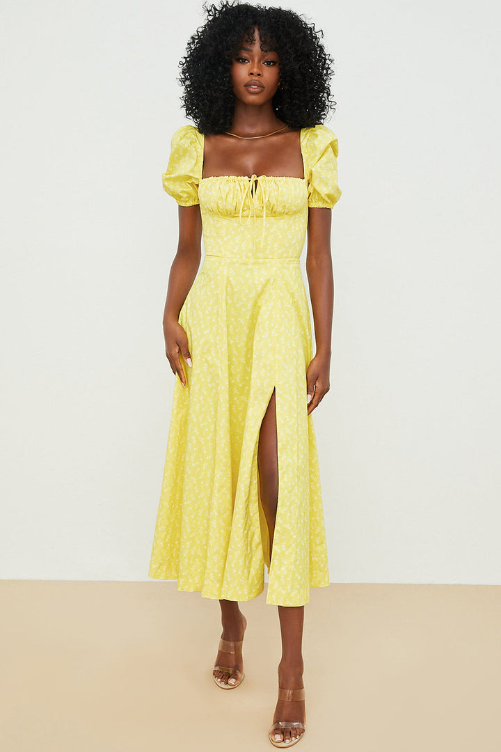 Ellen™ | Puff Sleeve Floral Midi Dress