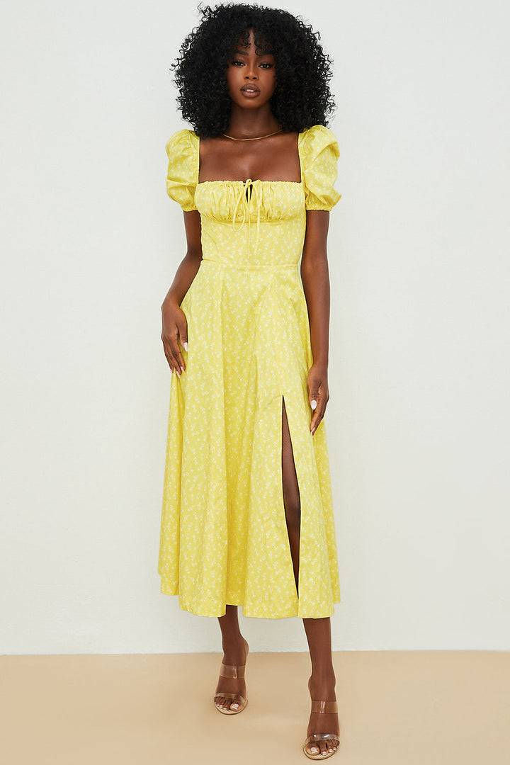 Ellen™ | Puff Sleeve Floral Midi Dress