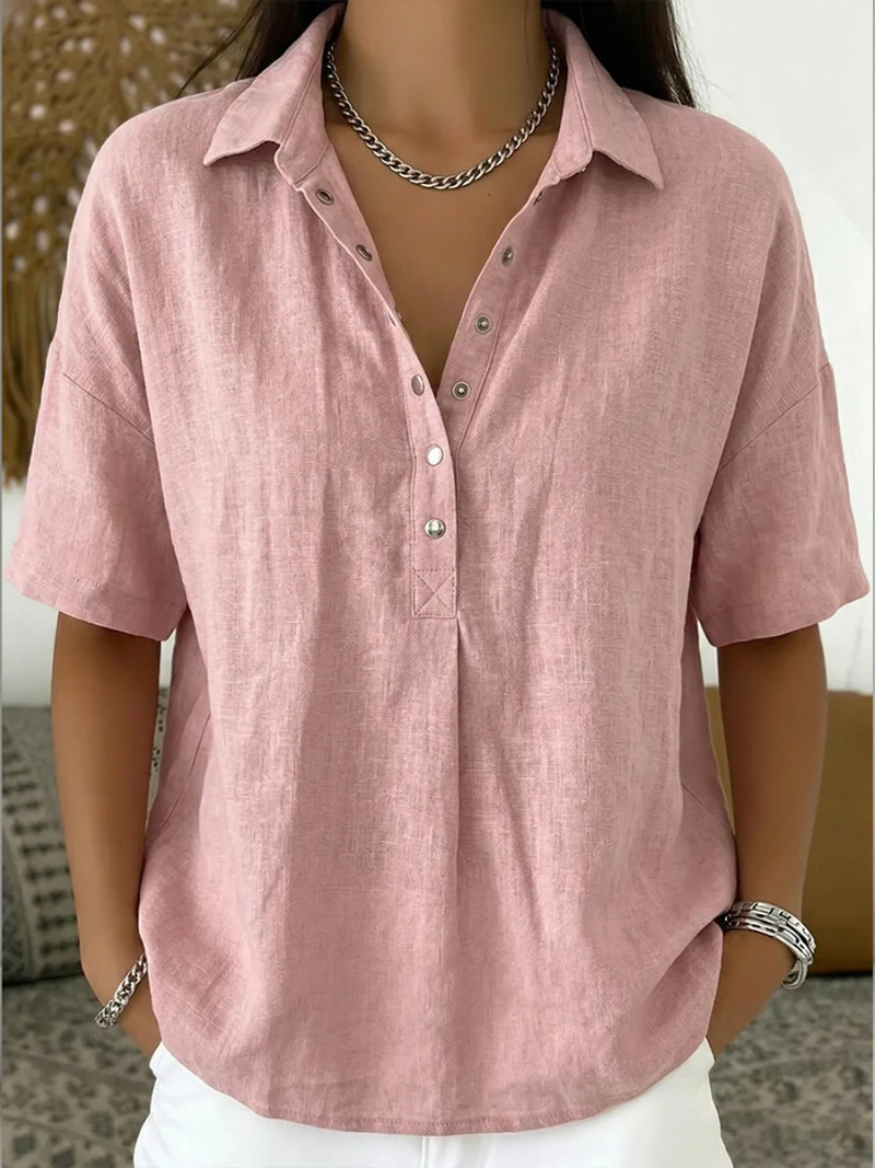 Collared popover blouse in pink