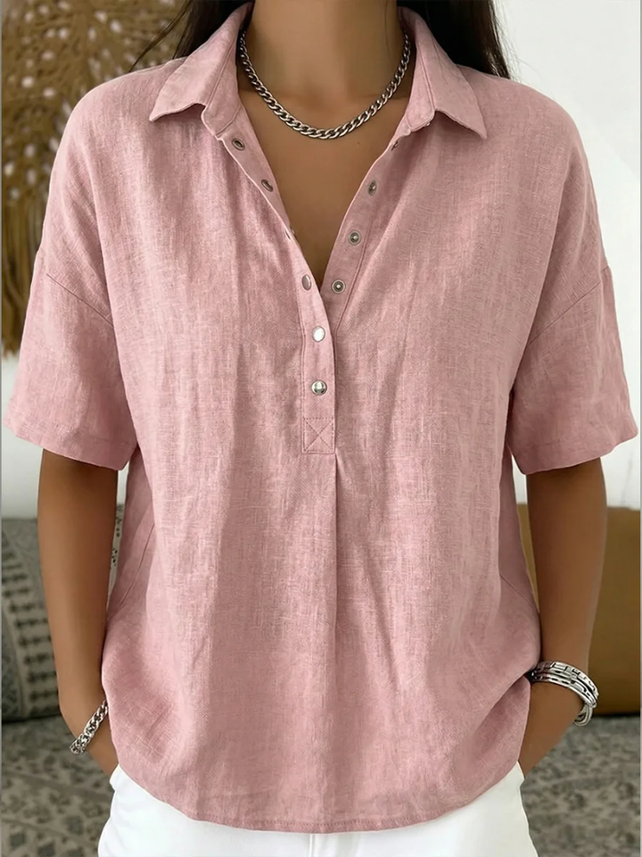 Collared popover blouse in pink