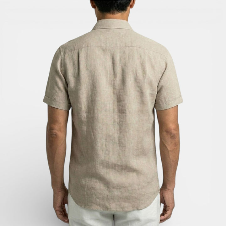 Michael Sydney men's short-sleeve shirt with subtle collar, front view