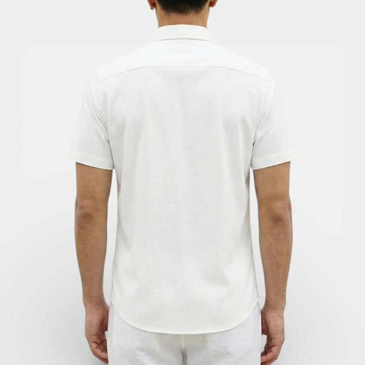 Michael Sydney men's short-sleeve shirt with subtle collar, front view