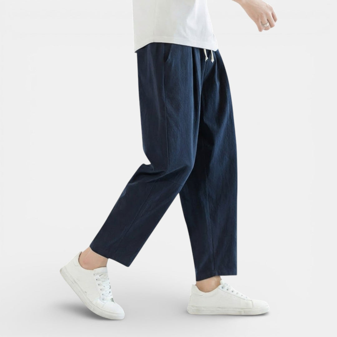 Michael Sydney men's casual drawcord pants, front view