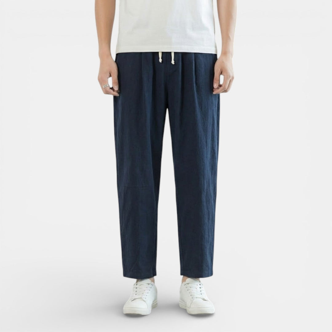 Michael Sydney men's casual drawcord pants, front view