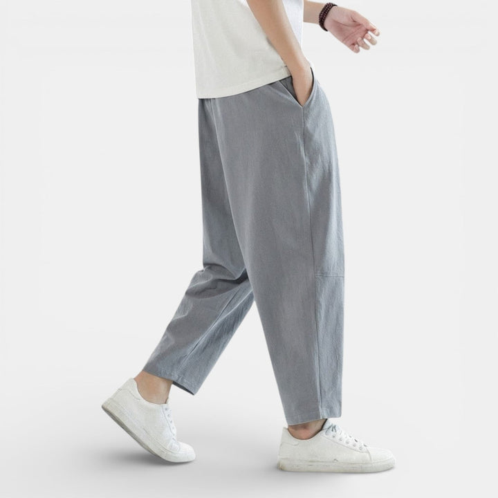 Michael Sydney men's casual drawcord pants, front view