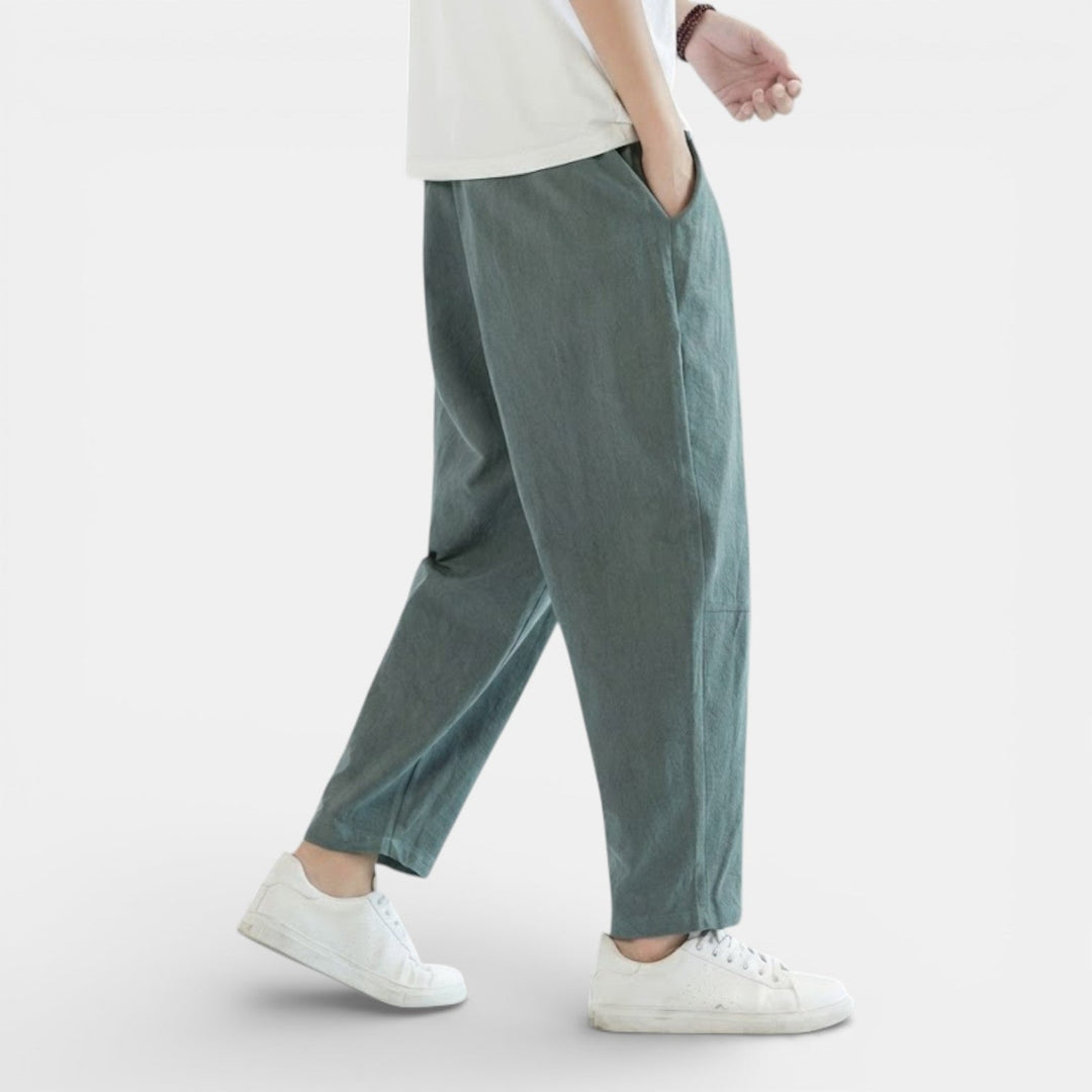 Michael Sydney men's casual drawcord pants, front view