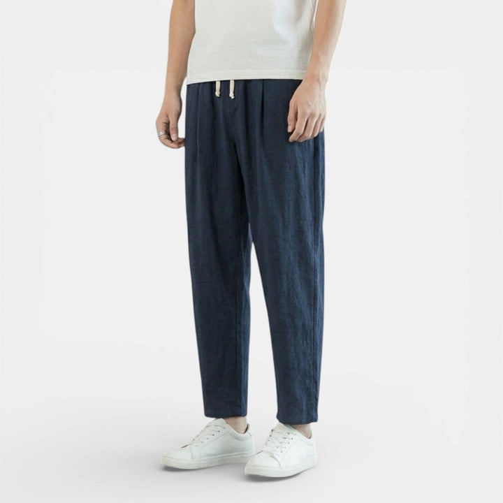 Michael Sydney men's casual drawcord pants, front view
