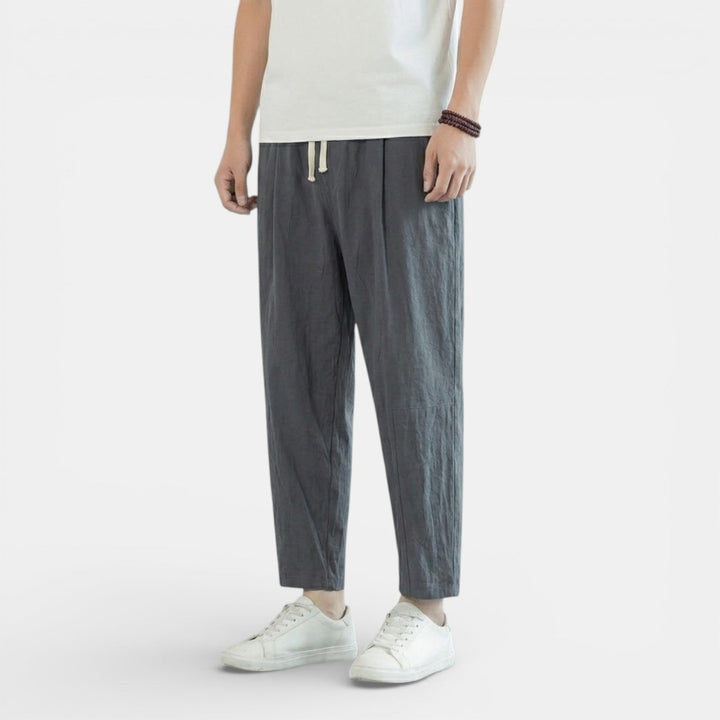 Michael Sydney men's casual drawcord pants, front view