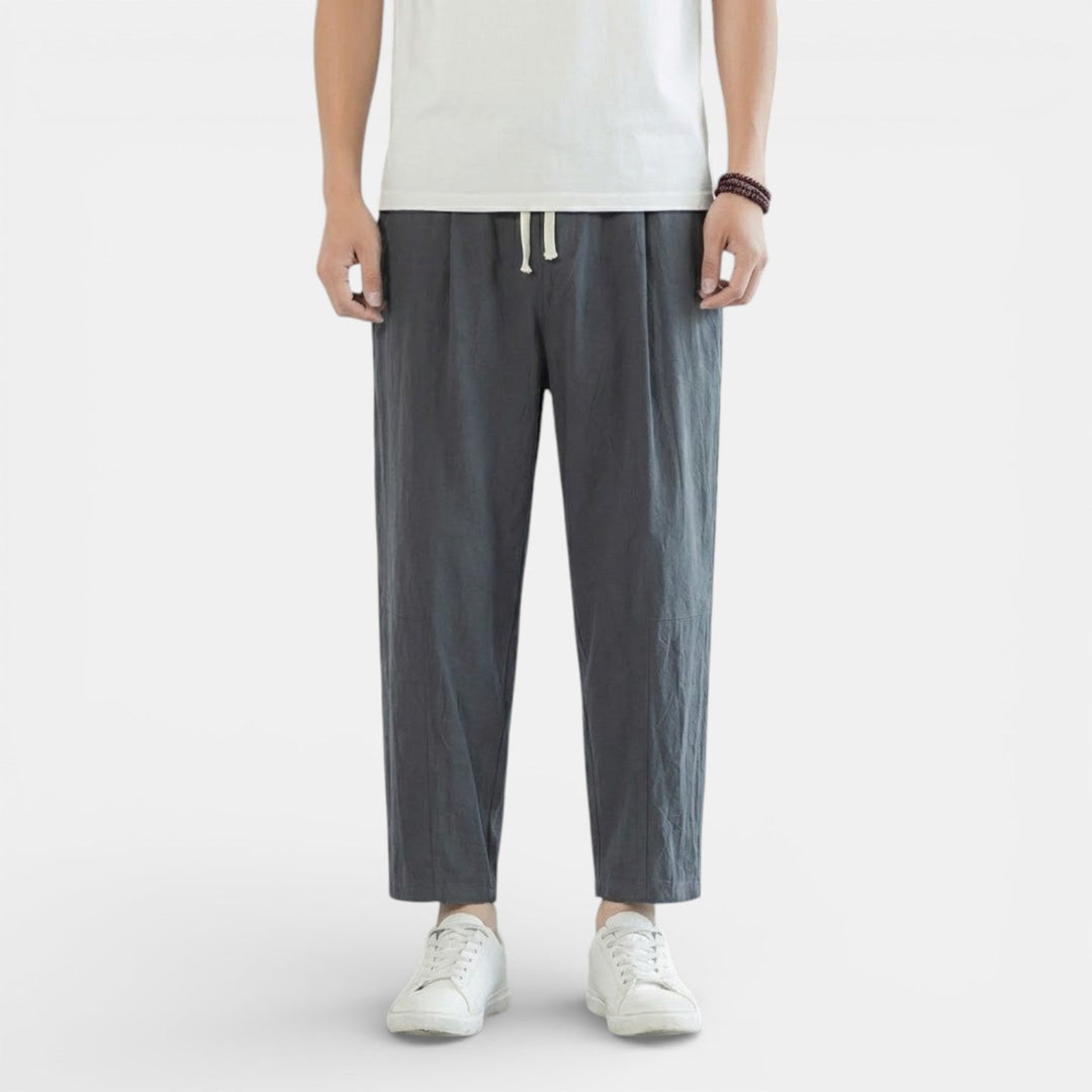 Michael Sydney men's casual drawcord pants, front view