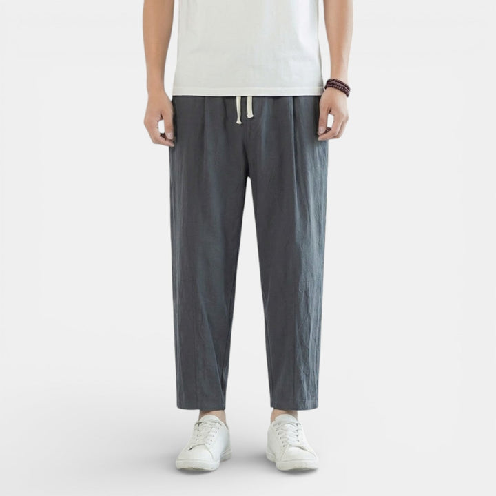 Michael Sydney men's casual drawcord pants, front view