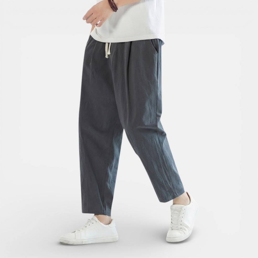 Michael Sydney men's casual drawcord pants, front view