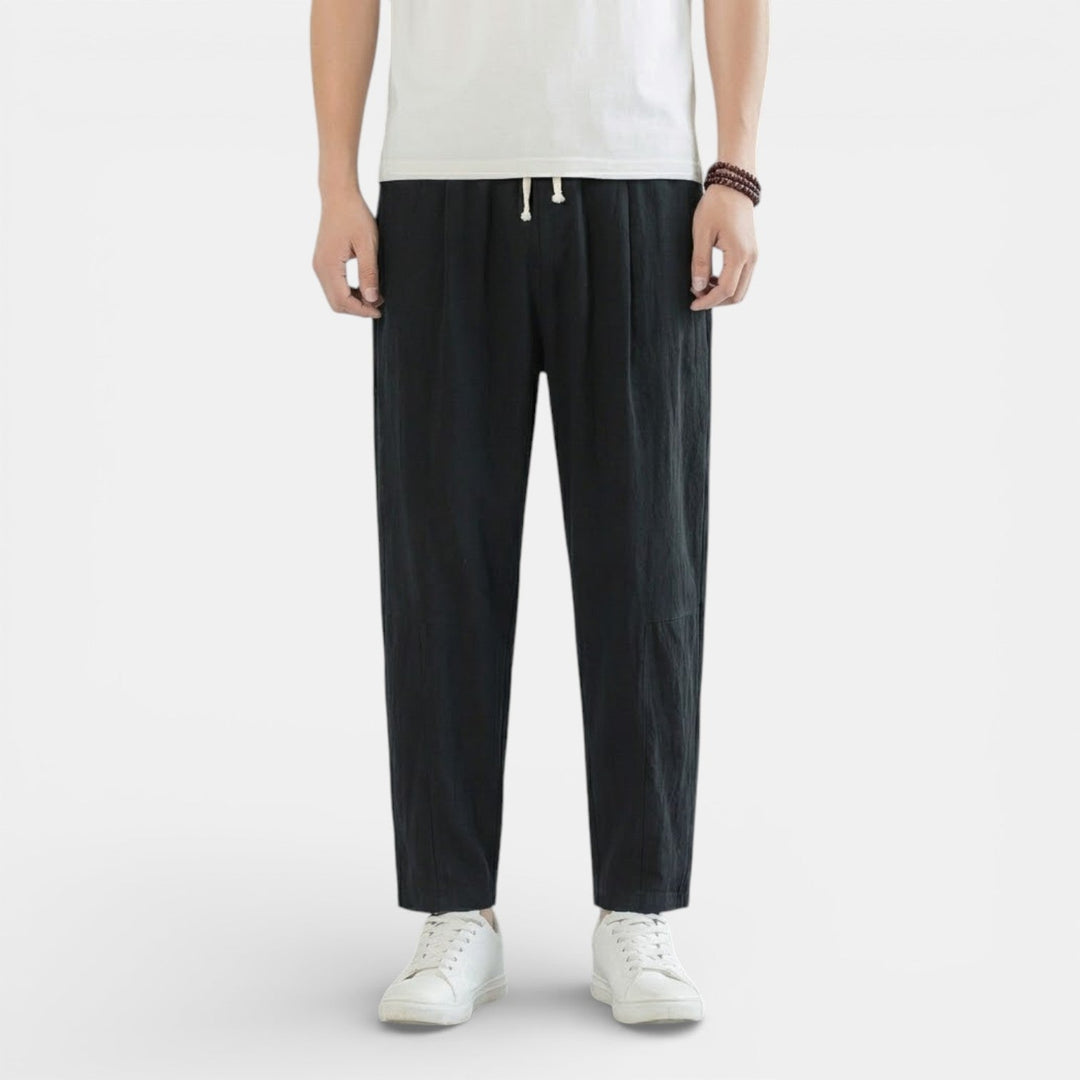 Michael Sydney men's casual drawcord pants, front view