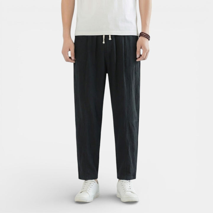 Michael Sydney men's casual drawcord pants, front view