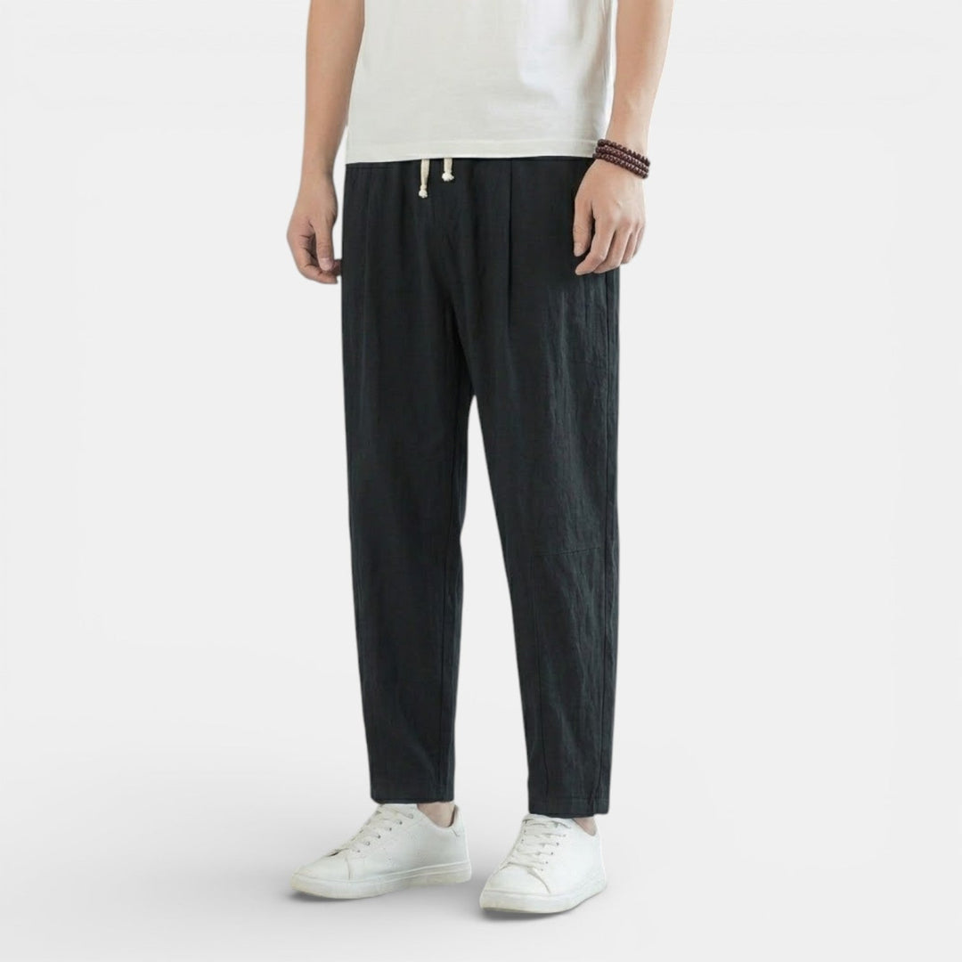 Michael Sydney men's casual drawcord pants, front view