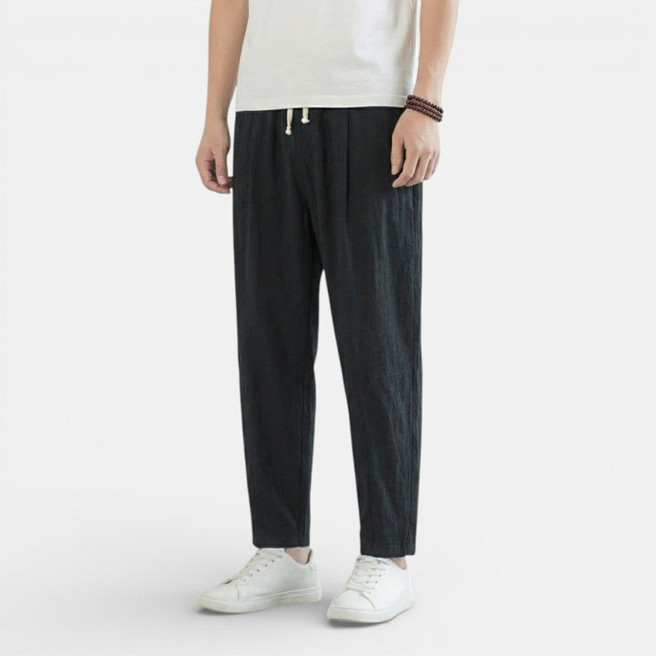 Michael Sydney men's casual drawcord pants, front view