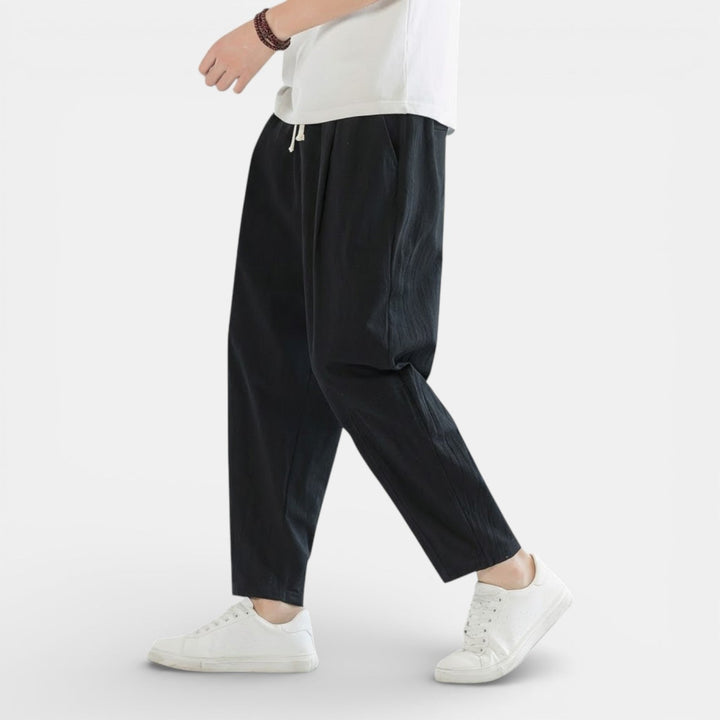 Michael Sydney men's casual drawcord pants, front view