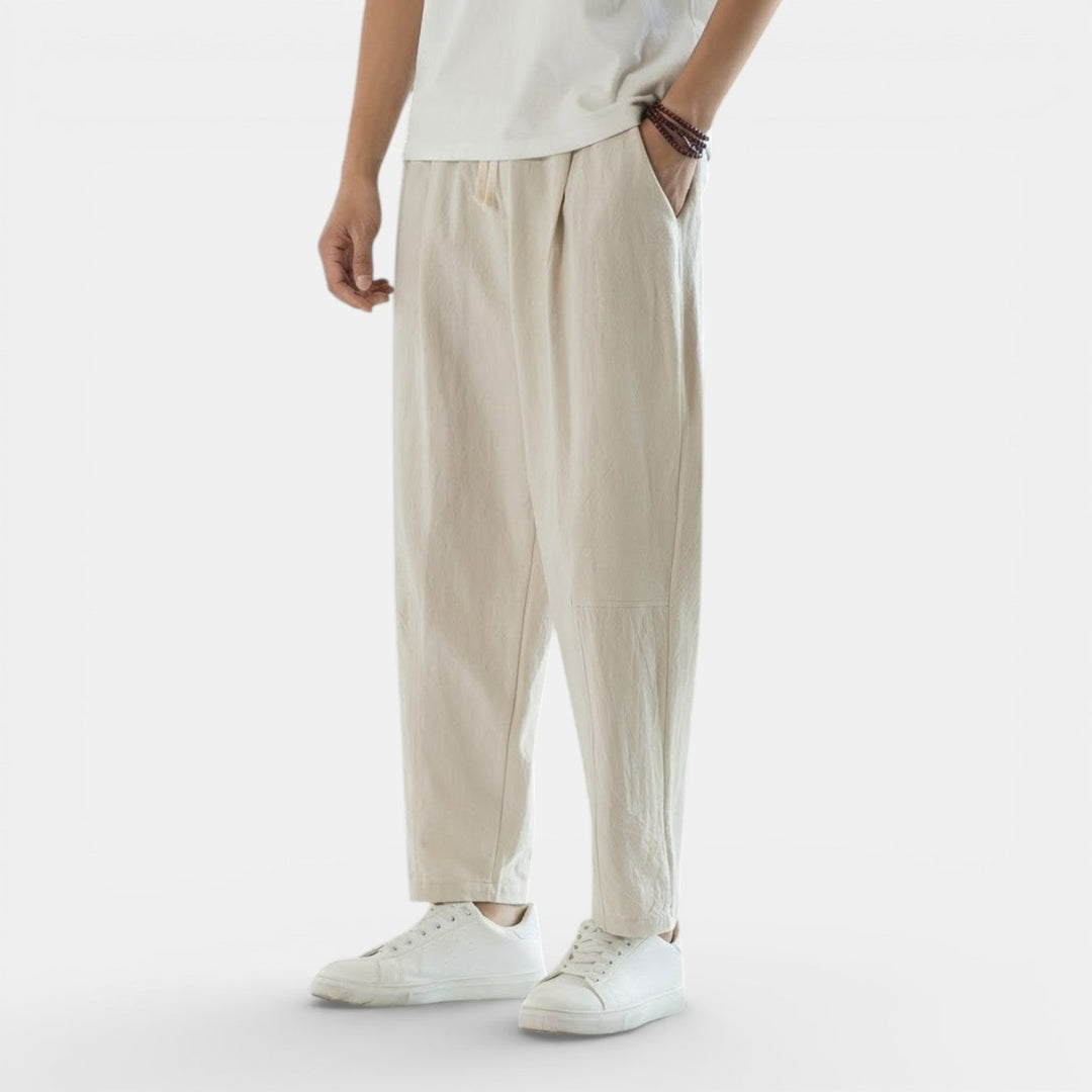 Michael Sydney men's casual drawcord pants, front view