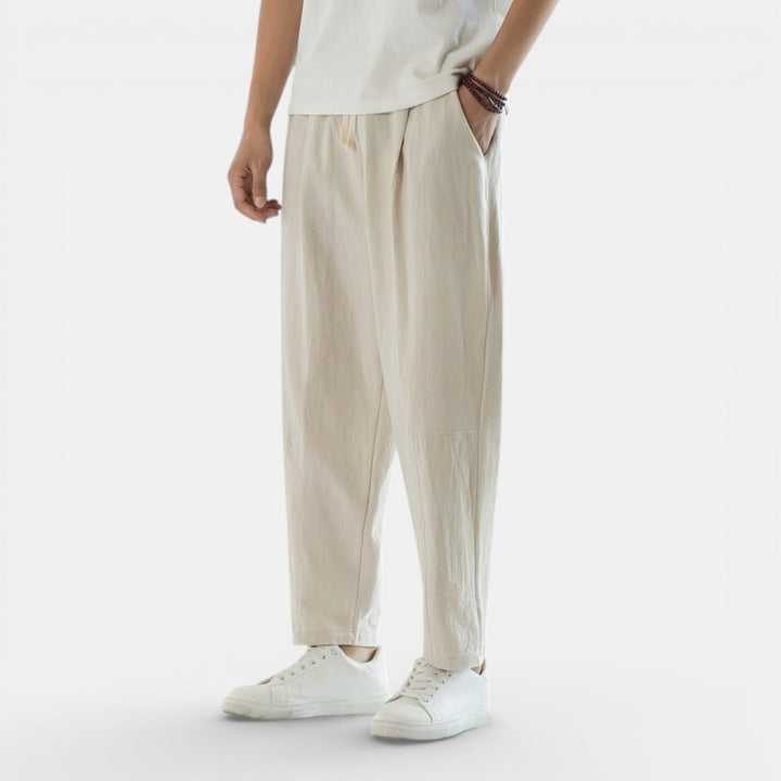 Michael Sydney men's casual drawcord pants, front view