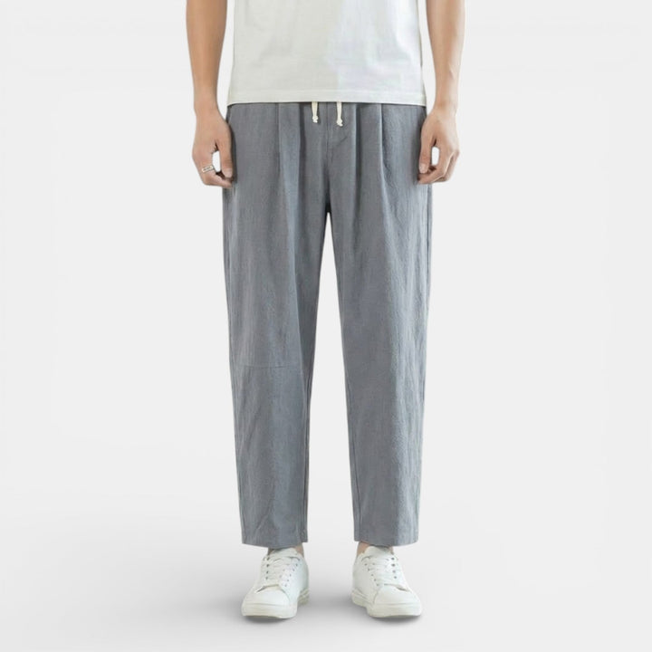 Michael Sydney men's casual drawcord pants, front view