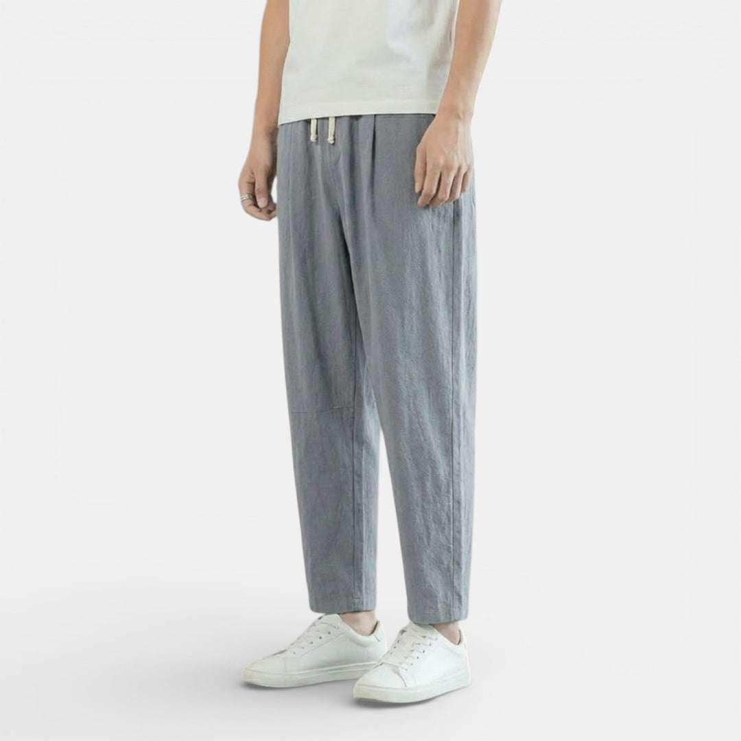 Michael Sydney men's casual drawcord pants, front view