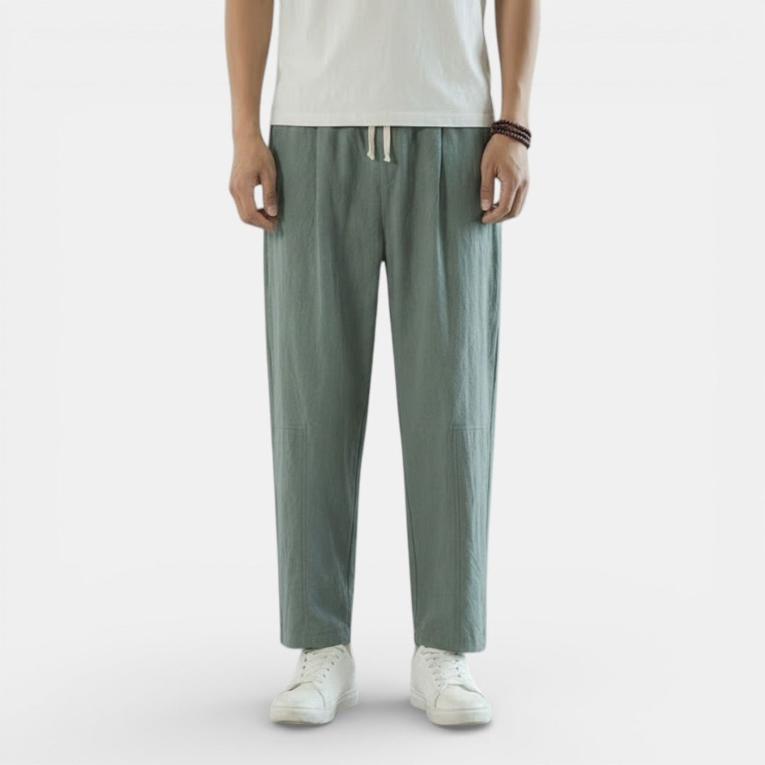 Michael Sydney men's casual drawcord pants, front view