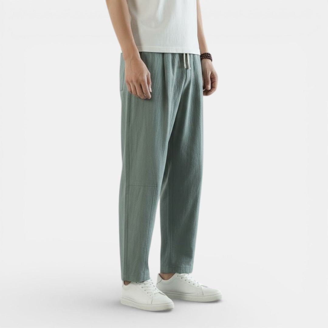 Michael Sydney men's casual drawcord pants, front view
