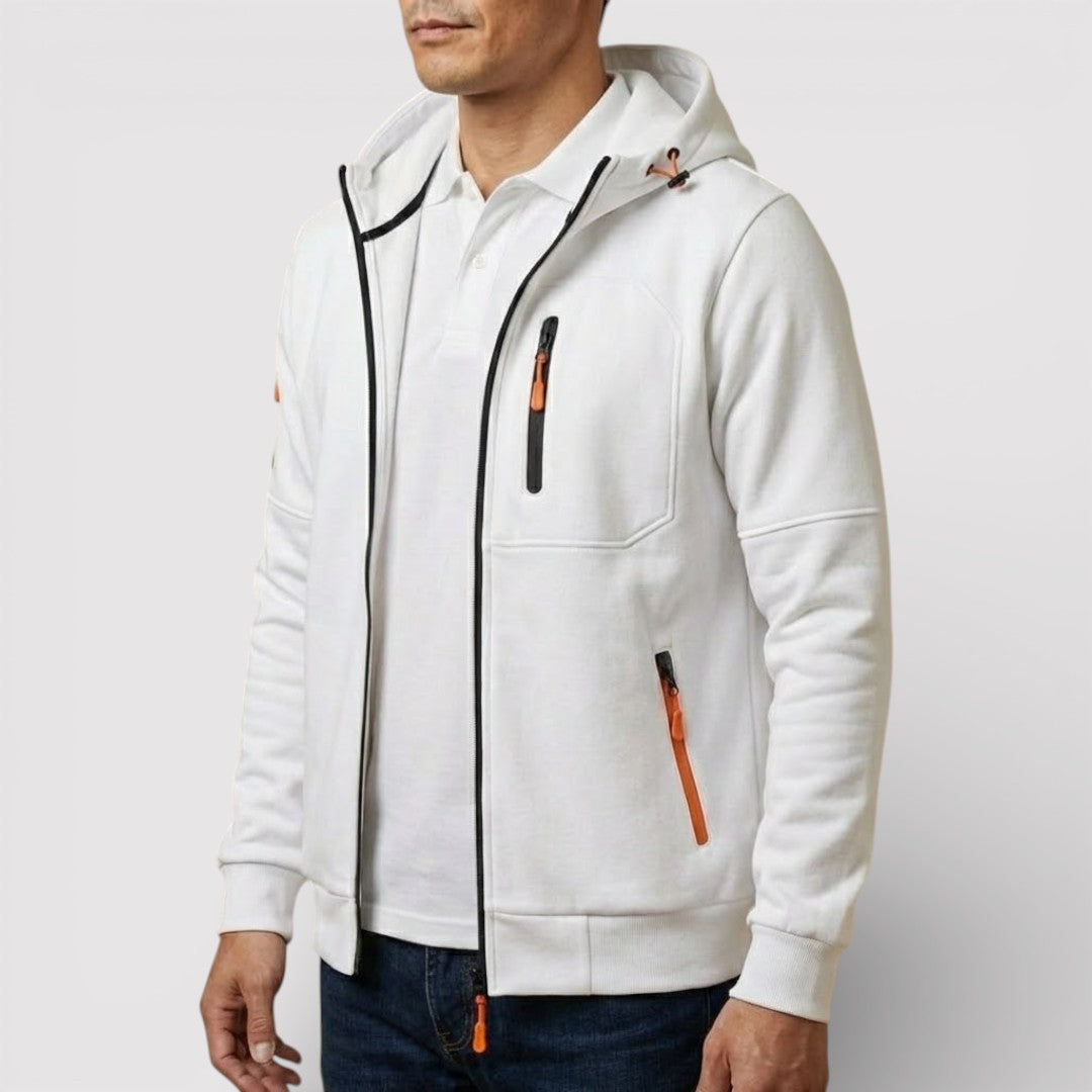 Michael Sydney men's zip hoodie with hood, front view