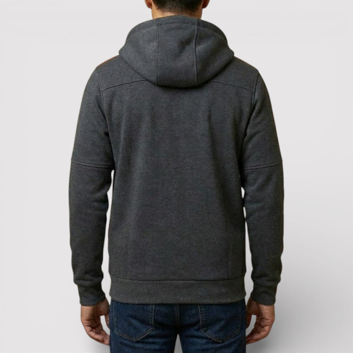 Michael Sydney men's zip hoodie with hood, front view