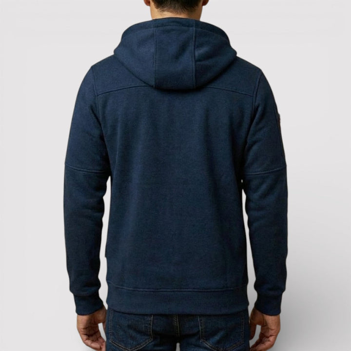 Michael Sydney men's zip hoodie with hood, front view