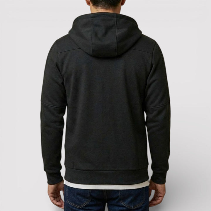 Michael Sydney men's zip hoodie with hood, front view