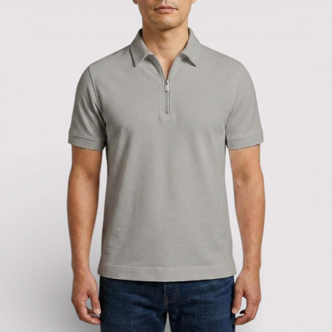 Michael Sydney men's zip polo shirt, front view