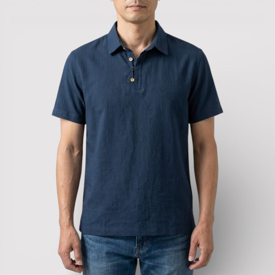 Michael Sydney men's polo shirt with three-button placket, front view