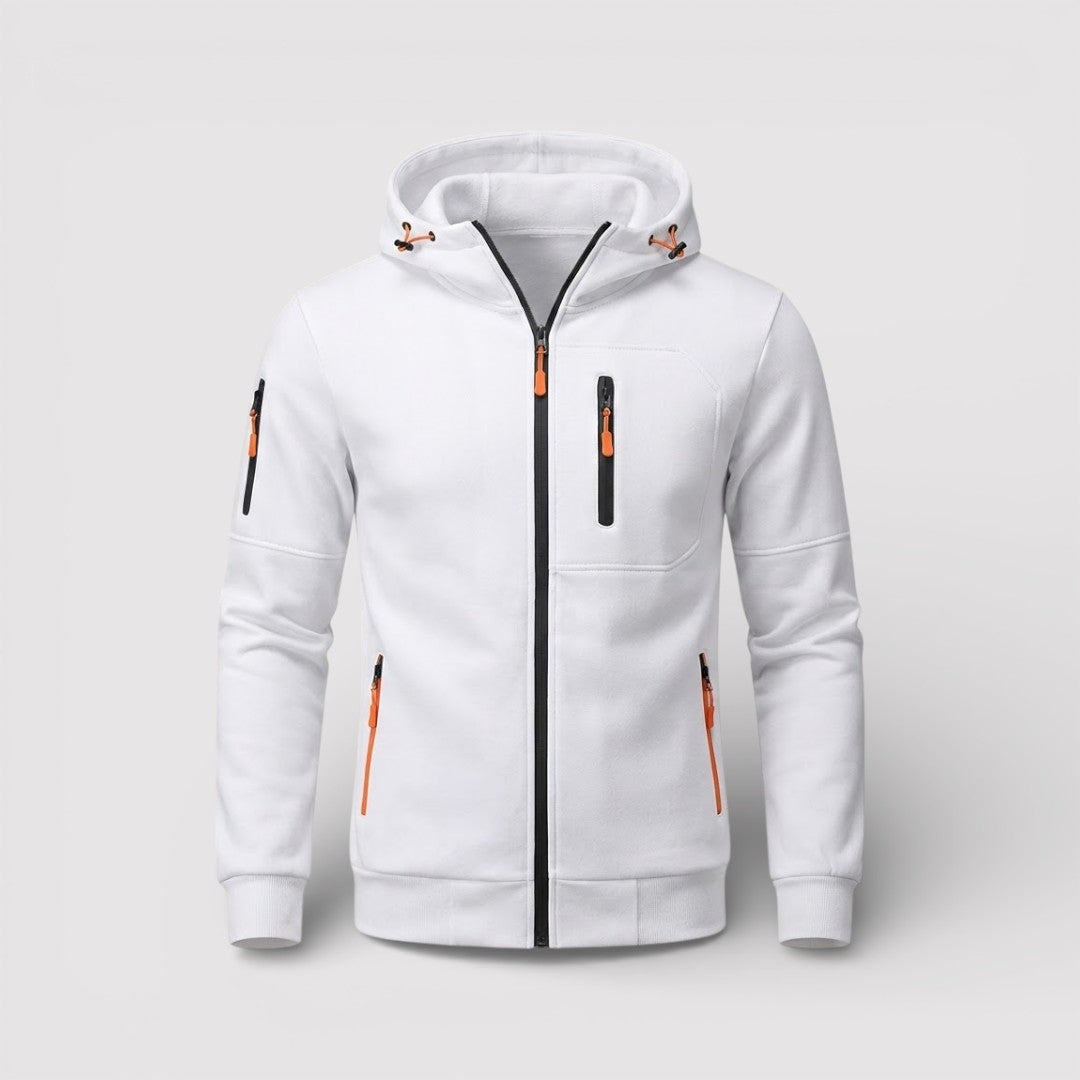 Michael Sydney men's zip hoodie with hood, front view