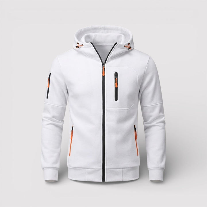 Michael Sydney men's zip hoodie with hood, front view