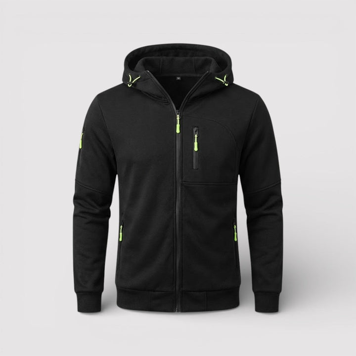 Michael Sydney men's zip hoodie with hood, front view