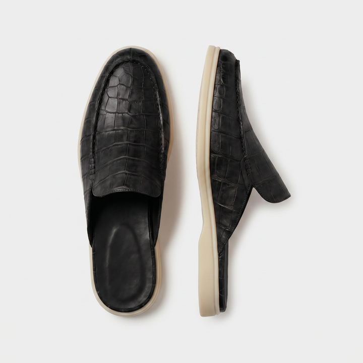 Michael Sydney men's textured mules in black, front view