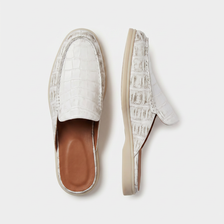 Michael Sydney men's textured mules in white, front view