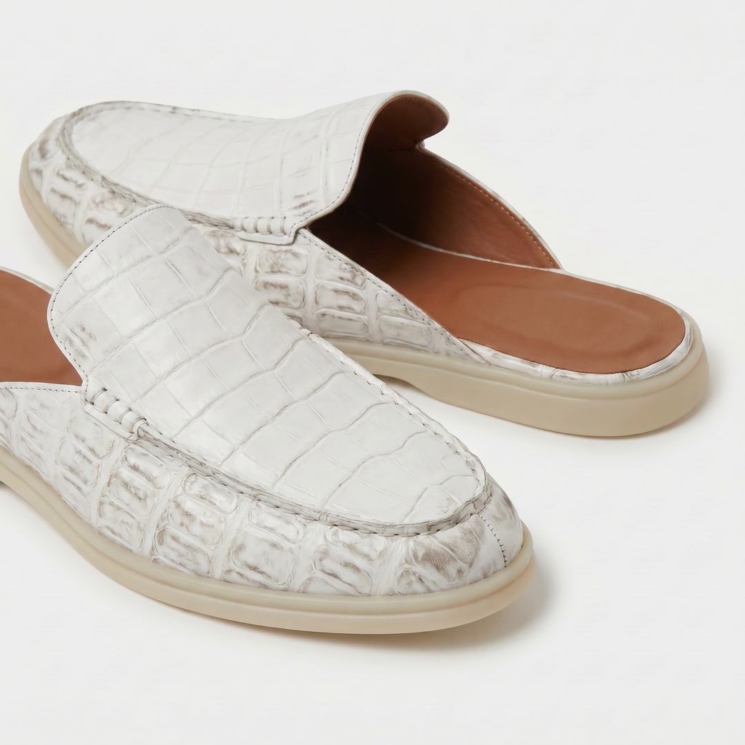 Michael Sydney men's textured mules in white, front view