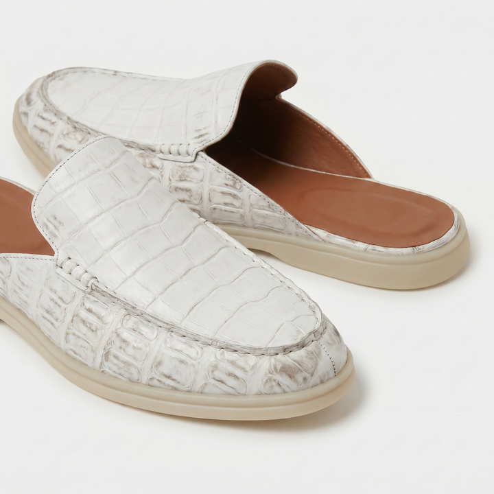 Michael Sydney men's textured mules in white, front view