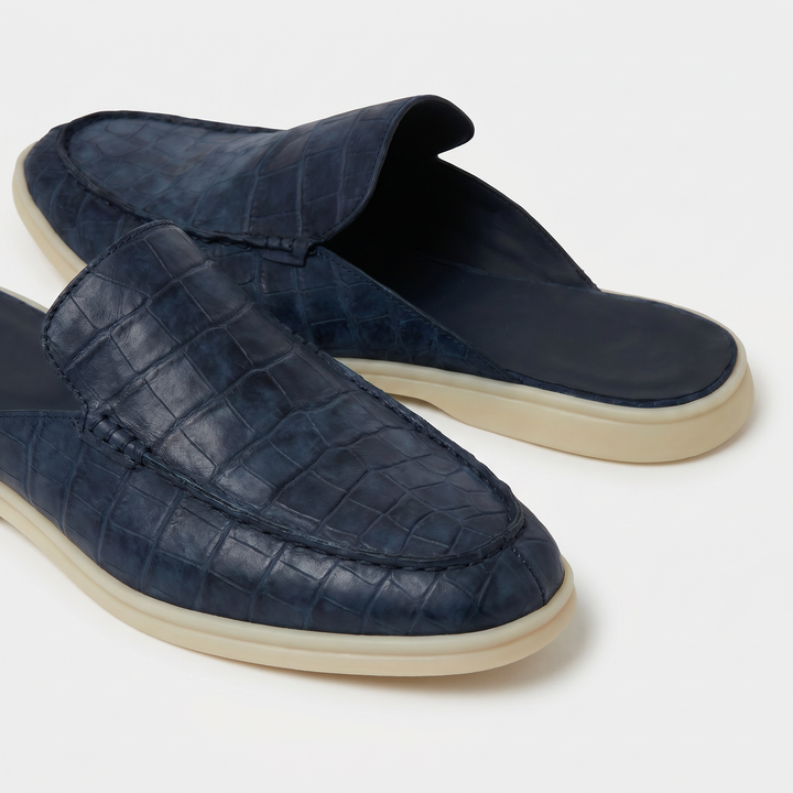 Michael Sydney men's textured mules in navy, front view