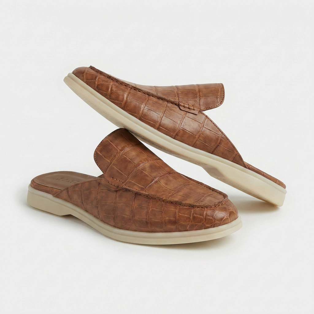 Michael Sydney men's textured mules in light brown, front view