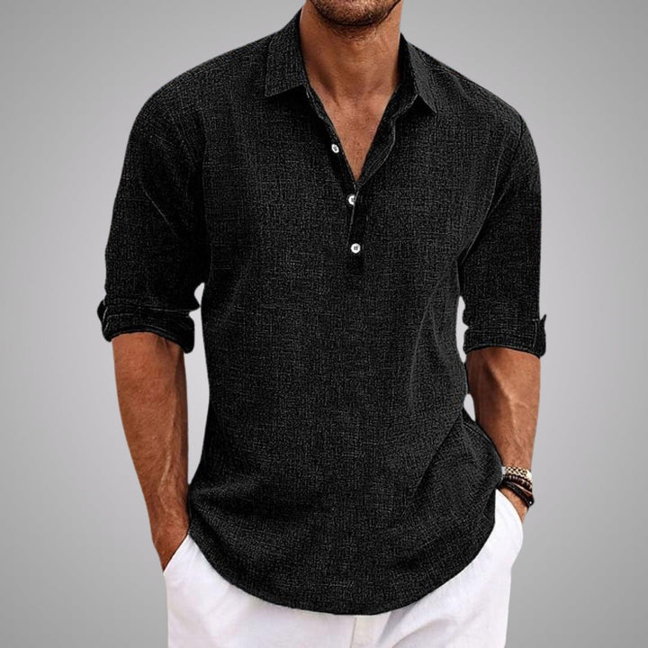Casual popover shirt in black