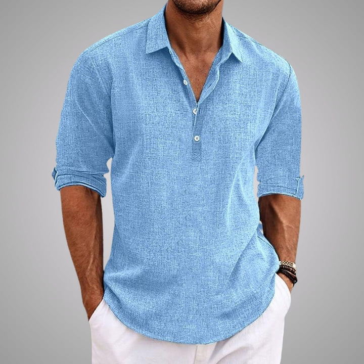Casual popover shirt in light blue